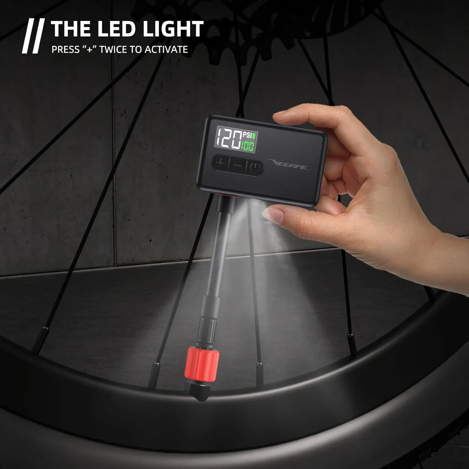 Мини-насос для велосипедных шин Tiny Pump - электрический накачиватель 120PSI с автоматической остановкой для электронных велосипедов и велосипедов