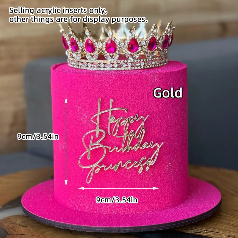 Tortenaufsatz aus Acryl, alles Gute zum Geburtstag, Königin, Prinzessin, geeignet für Mädchen, Geburtstagsparty, Kuchendekoration, Mädchen Mizwa-Babyparty – Detail 12