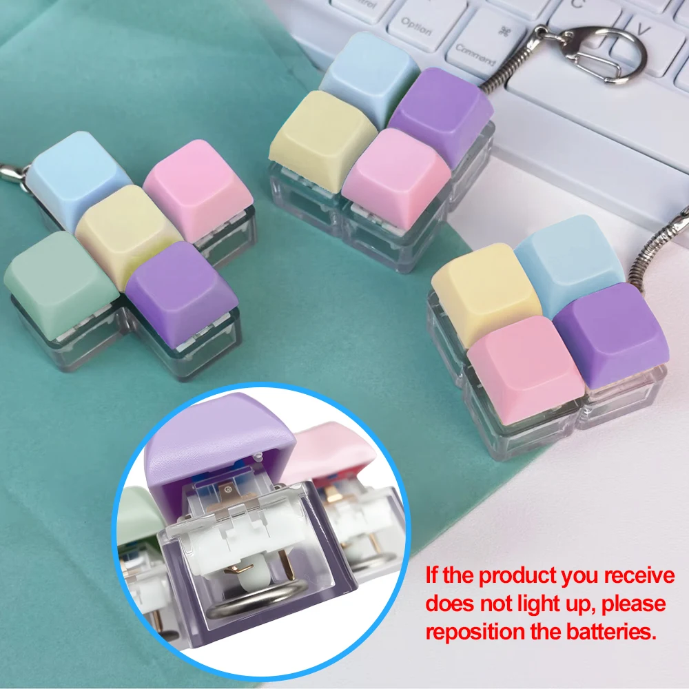 4/9 Keys Keyboard Keychain Stress-Relief Toys Clicking Keyboard Toy DIY Button Keycap Keyring Creative Gifts for Kids Friends