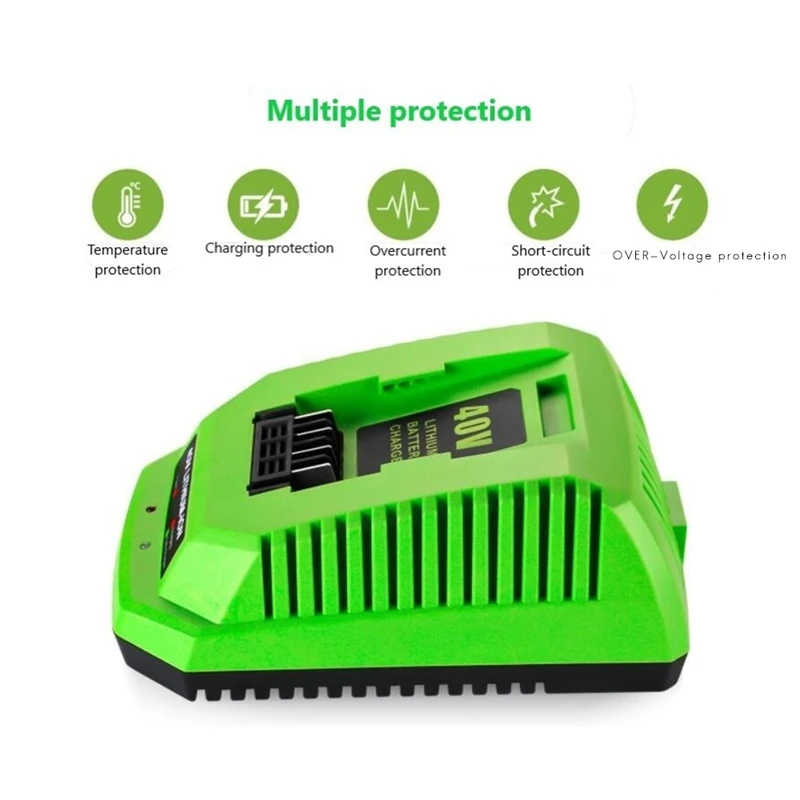 40V Lithium Battery Charger For Greenworks 29482 G-MAX 40V Li-Ion Battery 29472 29482 29652 G40825