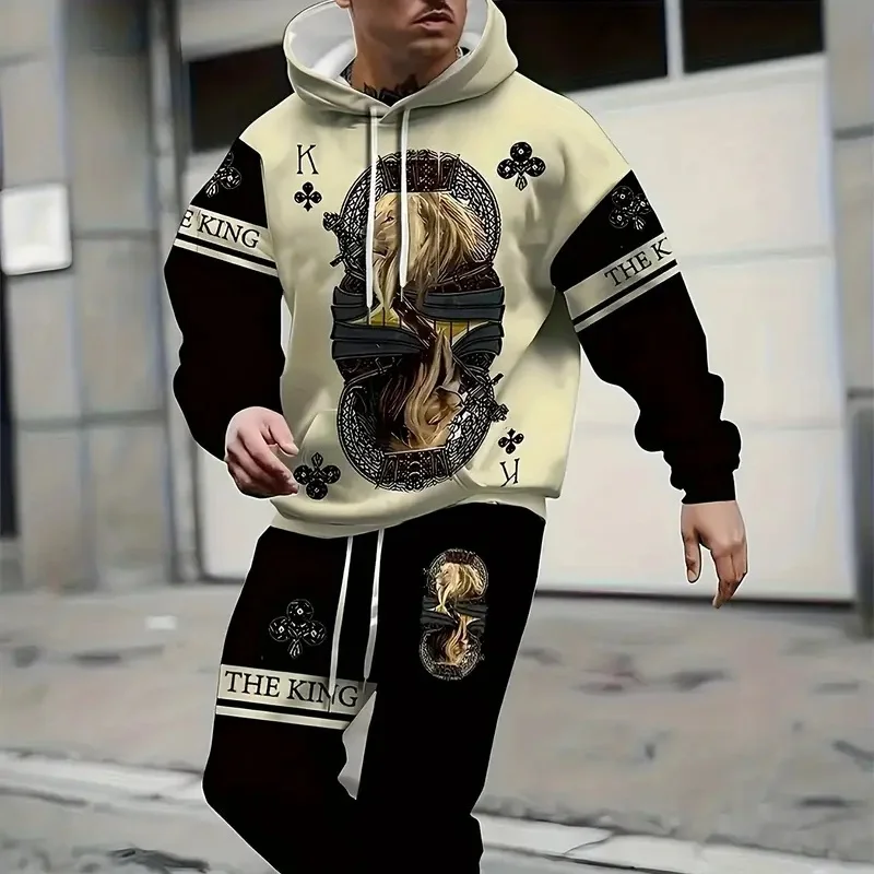 

New spring and autumn 3D printed sweatshirt set clothing 2025 round neck drawstring waistband long trousers sports casual outfit