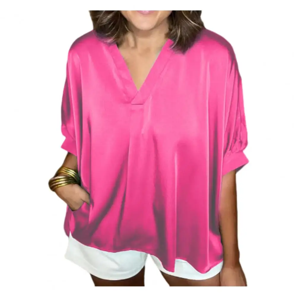 2024 Women Blouse Fashion V-Neck Puff Short Sleeve Blusas Summer Elegant Shirt Female Office Tops Tunics Fit Shirt Workwear