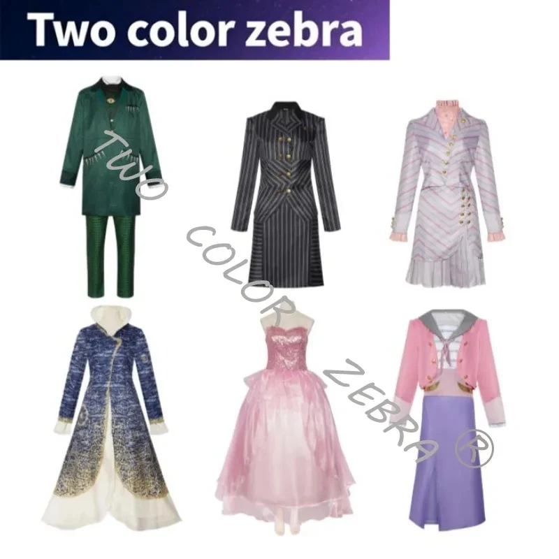 A;3\v,7'd/Wicked Glinda Pink Striped Cosplay Costume Full Set Coat Skirt Outfit for Halloween Stage Performance Cosplaw.3;v'6\b/ - view 2