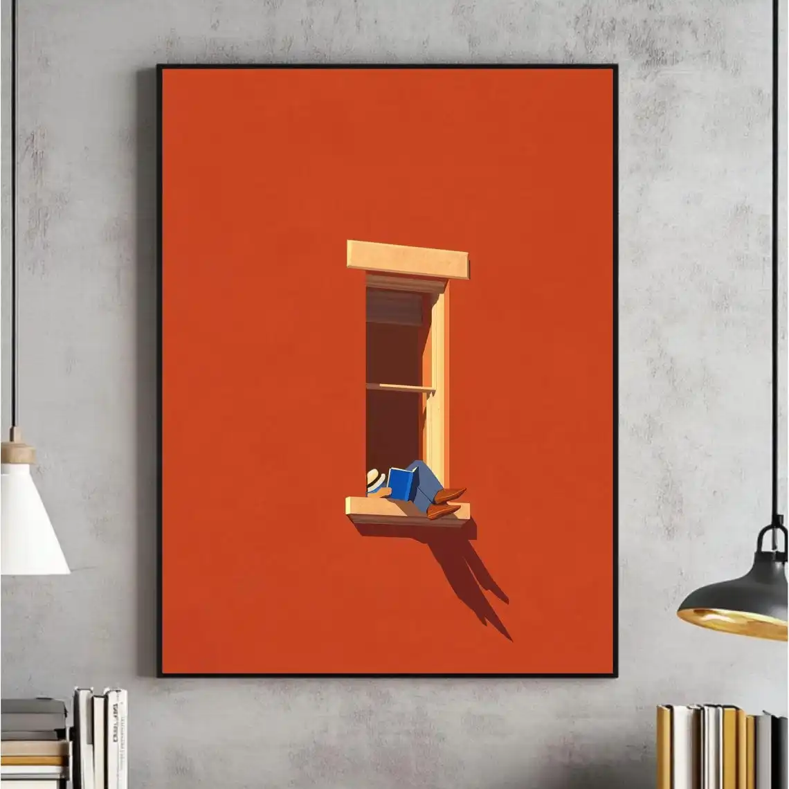 (No frame)Arte de pared minimalista atrevido, decoración estética para el hogar, pintura impresa colorida soleada cálida, ama