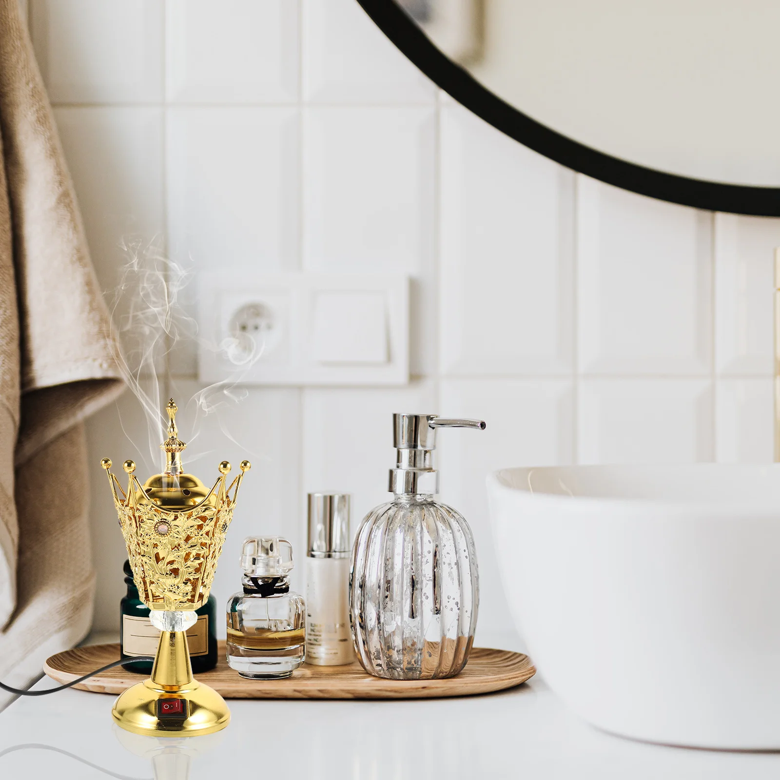 

Electric Arabian Incense Burner Desktop Censer Burner Eu Plug Decorative Aroma Incense Holder for Home Living Room Office