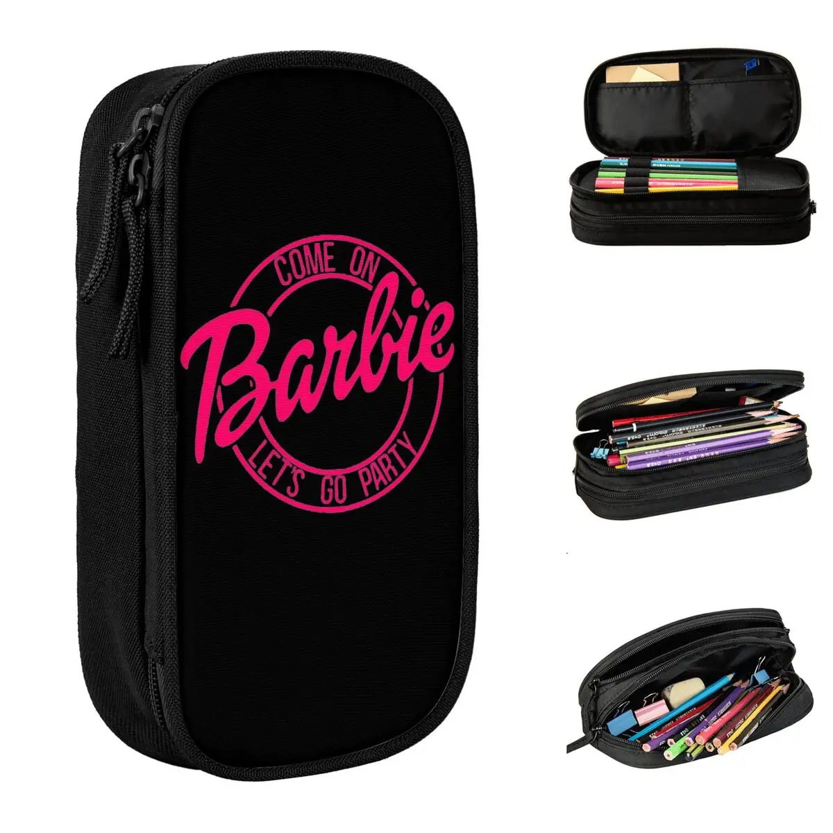 barbie barbi estojo para meninos e meninas bonito barbie pen holder bolsa grande armazenamento material escolar presentes 01