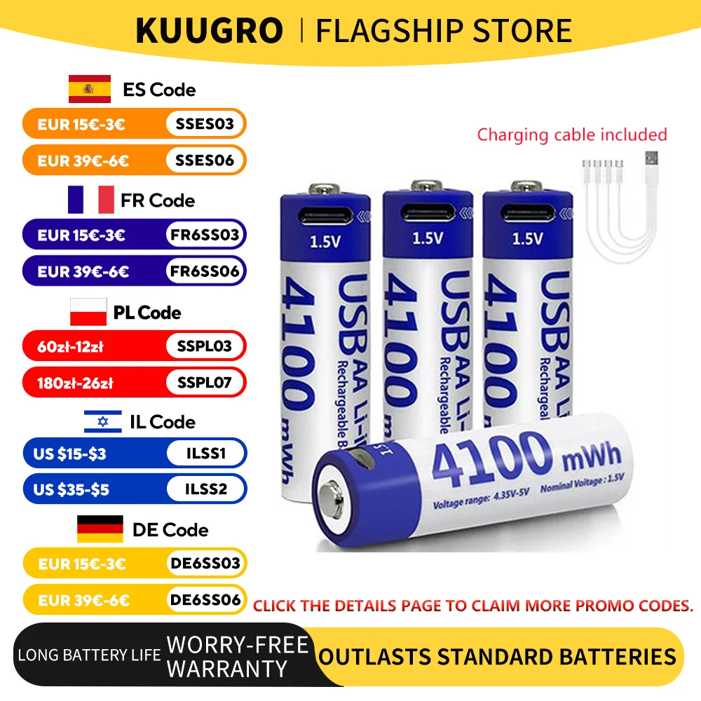 Kuugro 1.5V 4100Mwh…
