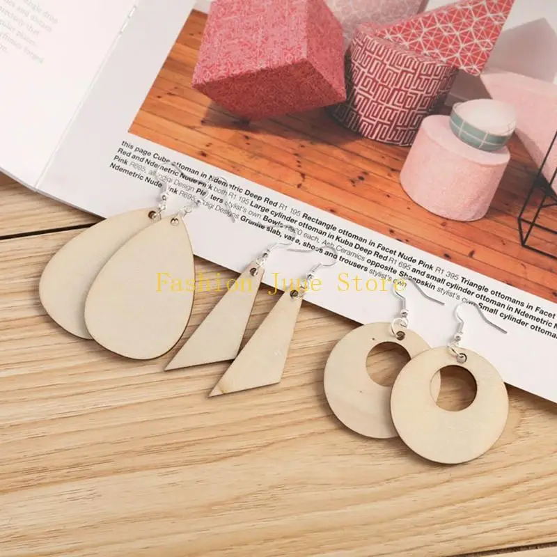 N5KA 60 Pieces/Set Unfinished Earrings Multi-shape Blank Tapered Cutout Pendants