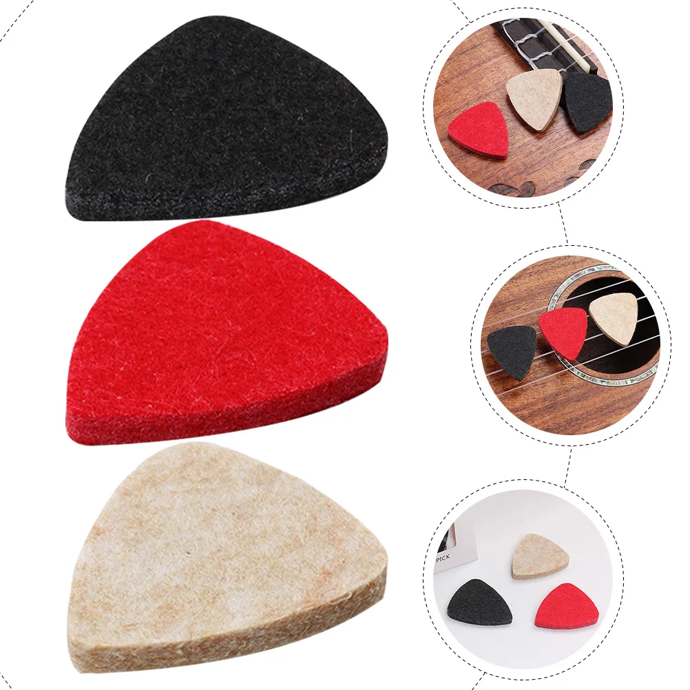 

3pcs Wool Felt Picks Lightweight Portable Plectrums For Stringed Instruments Folk Guitar Replacements Practical Guitar