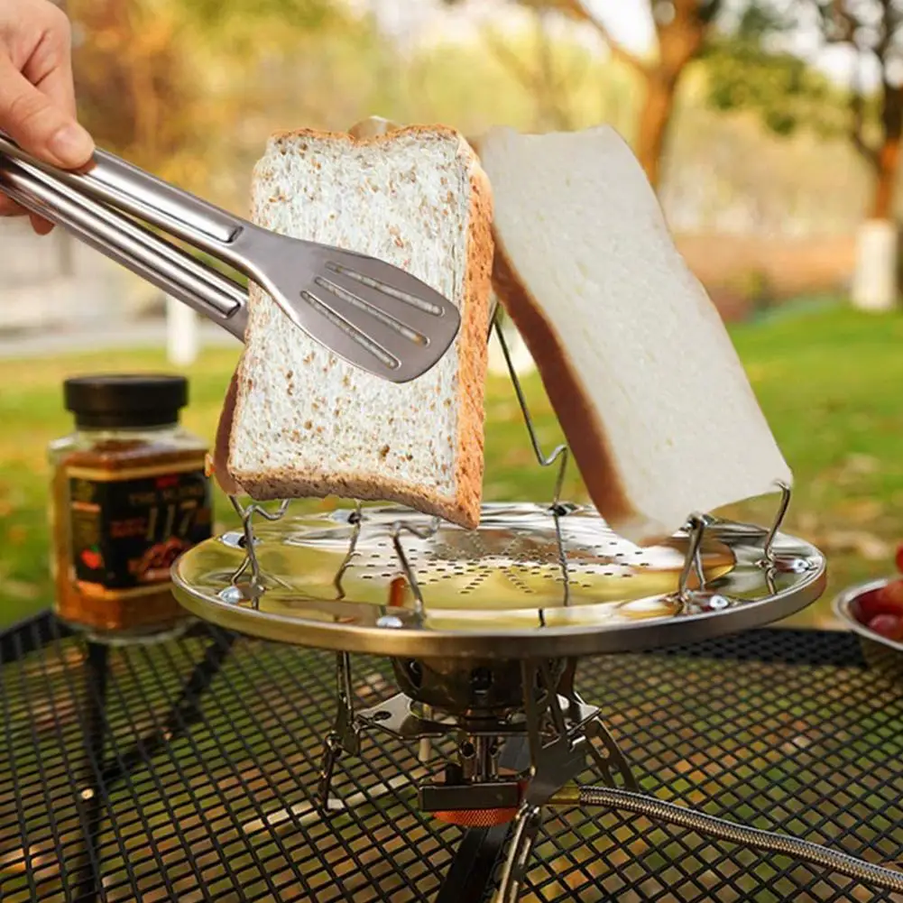 22cm Camping Toaster Rack Stainless Steel Camp Stove Toaster For 4 Slices Of Bread Picnic Hiking Portable Rack Toast Maker BBQ