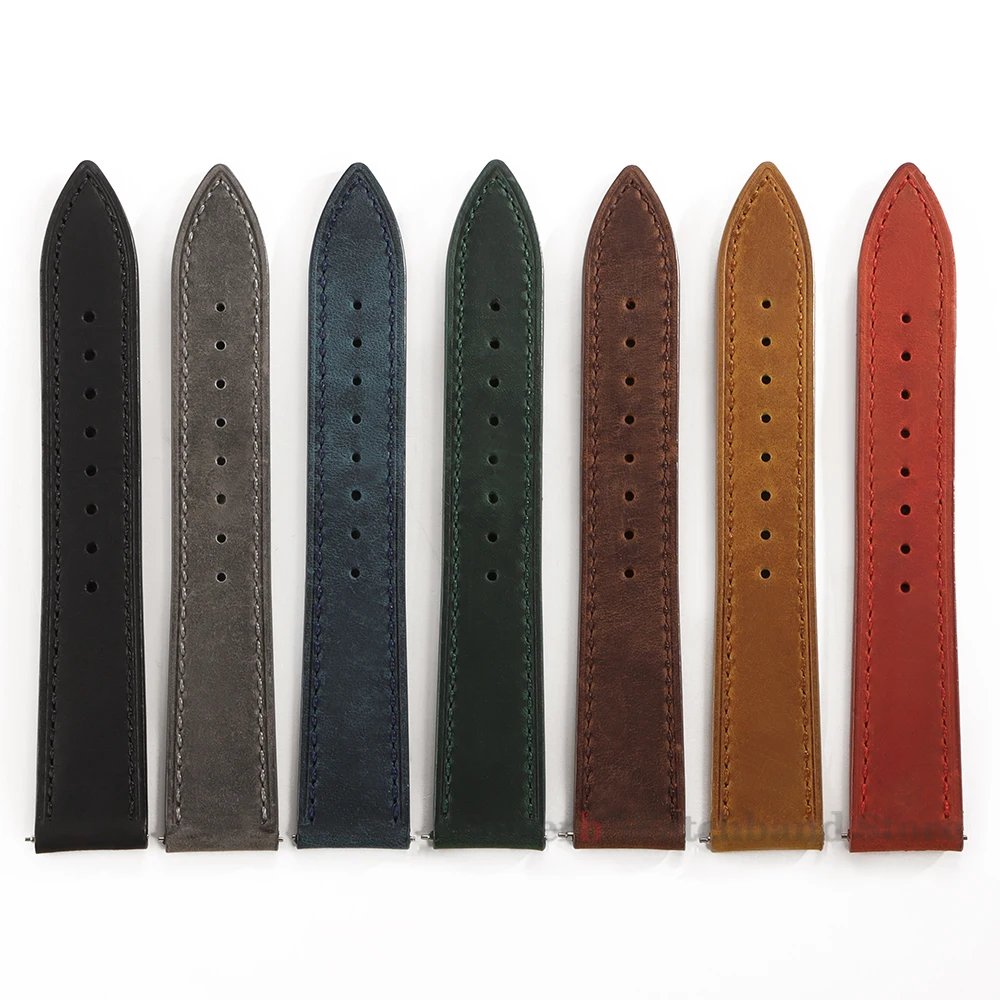 Винтажный кожаный ремешок для часов Seiko, пряжка-бабочка, ремешок из воловьей кожи для Omega 18/19/20/21/22/24 мм для браслета на запястье