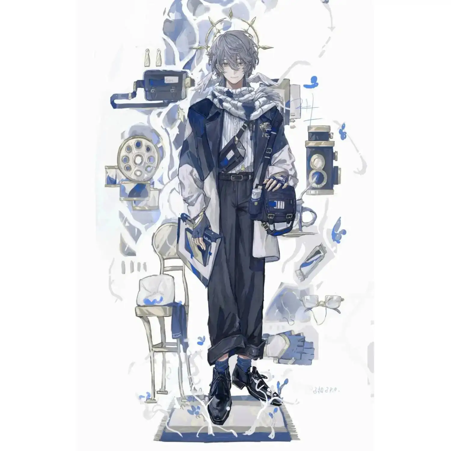 لعبة أنيمي هونكاي: ستار ريل الأحد أنيمي الشكل الاكريليك حامل نموذج لوحة مكتب ديكور الدائمة علامة مراوح سطح المكتب