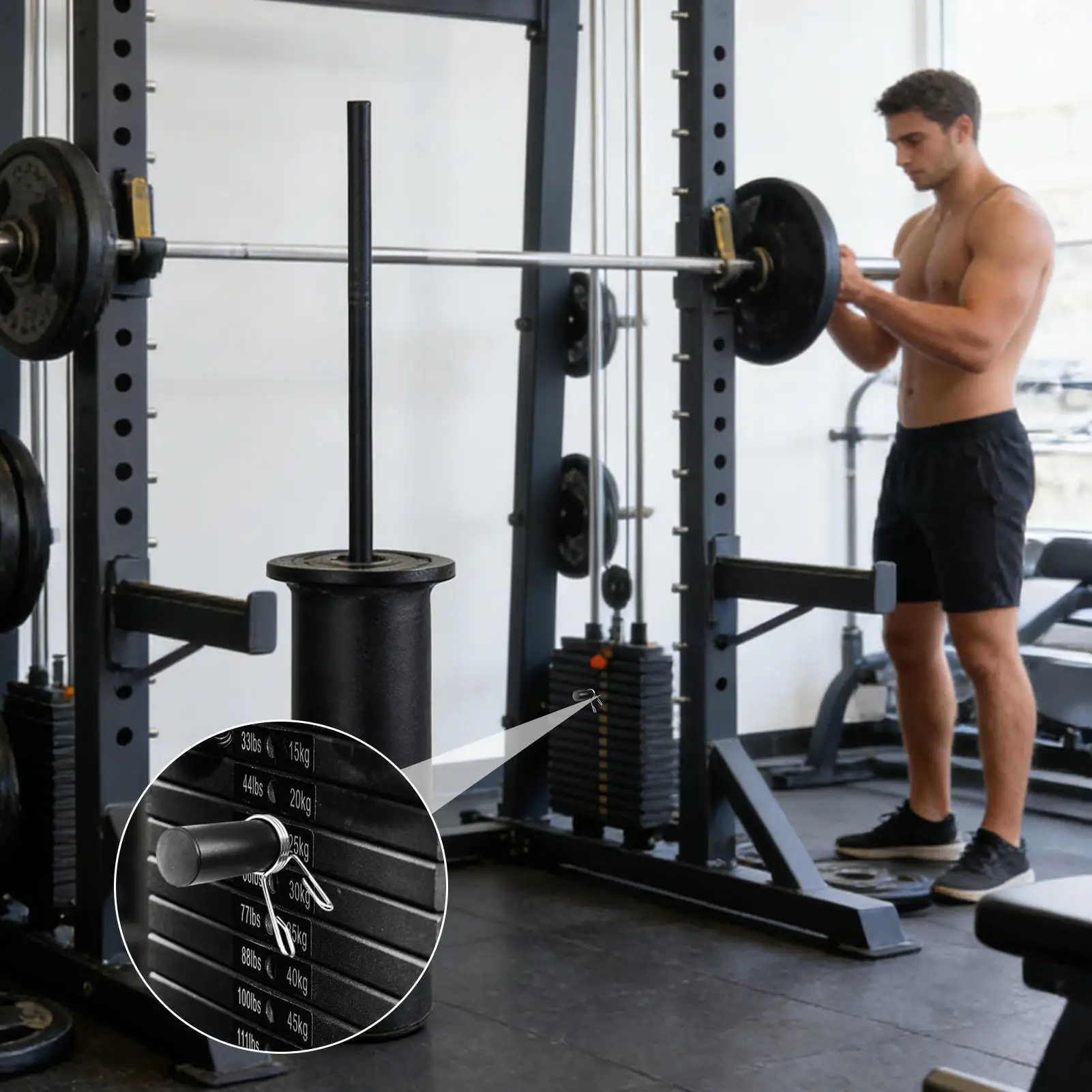 Gym Pins For Weight Stack 10mm Quick-Release With Spring Clip Collar Gym Machine Pin Weight Stack Extender For Home Strength