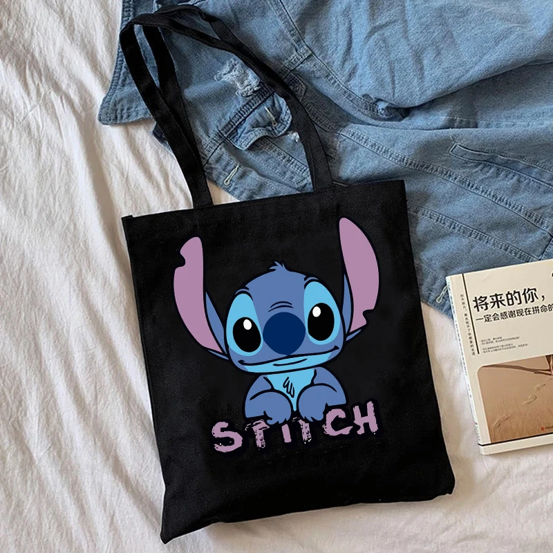 Y2k Disney Stitch Tote Bag Shopper Canvas Shoulder Bag Eco Lilo and Stitch Shopping Bag Women Tote Harajuku Female