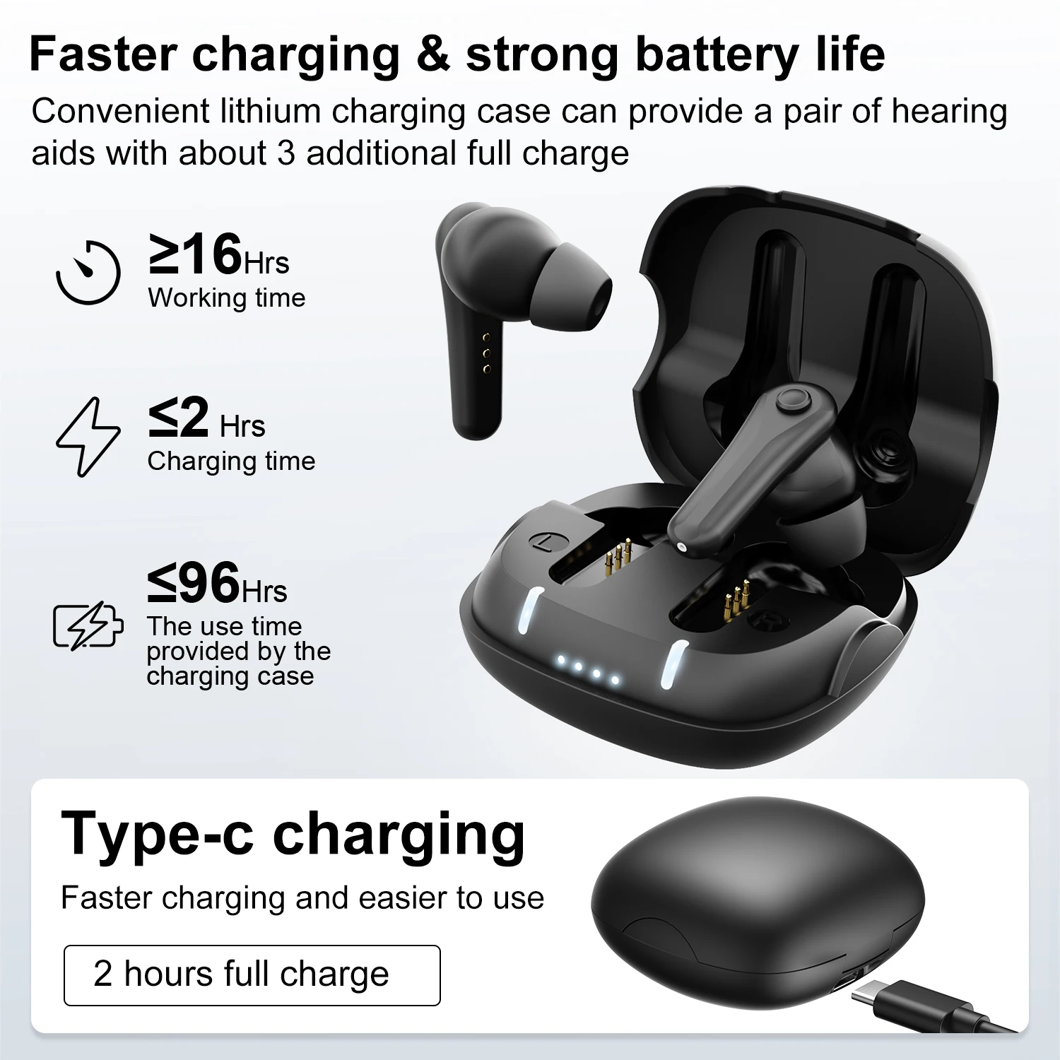 Bluetooth noise cancelling hearing aid audio amplifier, hearing loss hearing aid APP control programmable high-end hearing aid