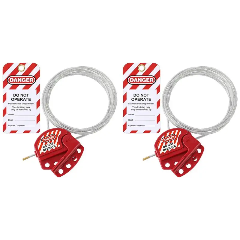 A02M-2X Lockout Tag Cable Lock Adjustable Cable Lock Vinyl Coated Steel Cable Lock For Equipment Maintenance And Repair