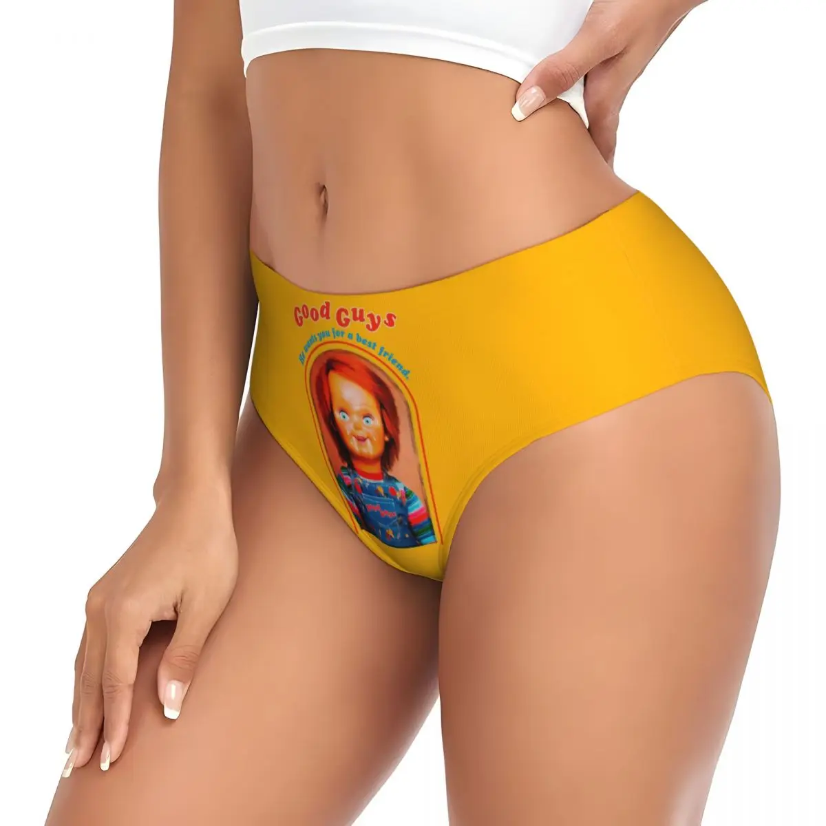 Custom Chucky Retro Movies Brief Panties Women Breathable Stretch Child\'s Play Chucky Underwear