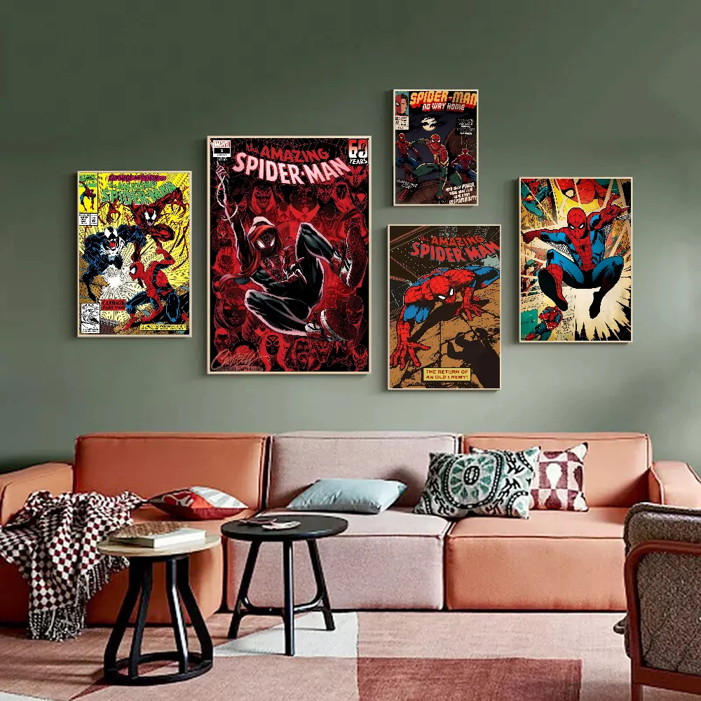 Superhero Spiderman Whitepaper Poster Waterproof Paper Sticker Coffee House Bar Aesthetic Art Wall Painting