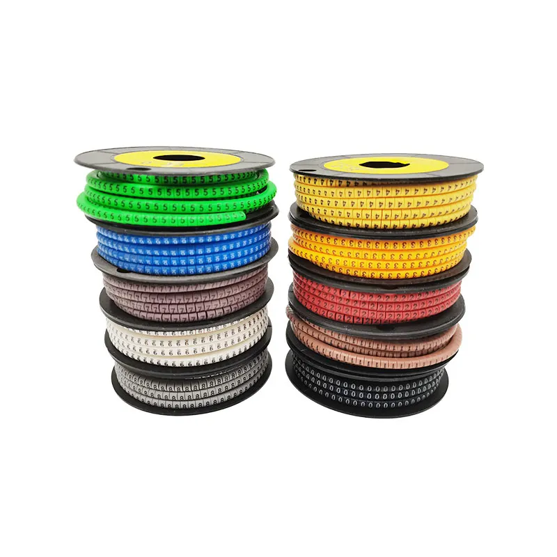 One Roll 0 To 9 Number 0.75mm²-6mm² Cable Wire Marker Spiral Wrapping Colored 18AWG-12 AWG EC-1