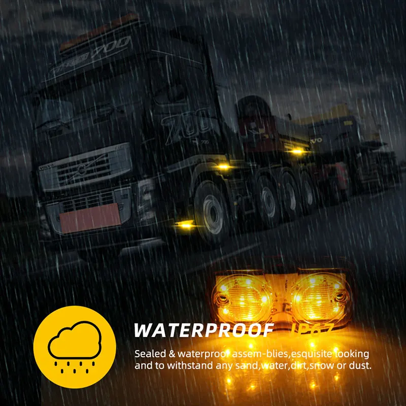 LED Truck Side Marker Light 12-24V Multi Color Trailer Forklift Excavator Warning Indicator Lamp Pickup Emergency Side Taillight