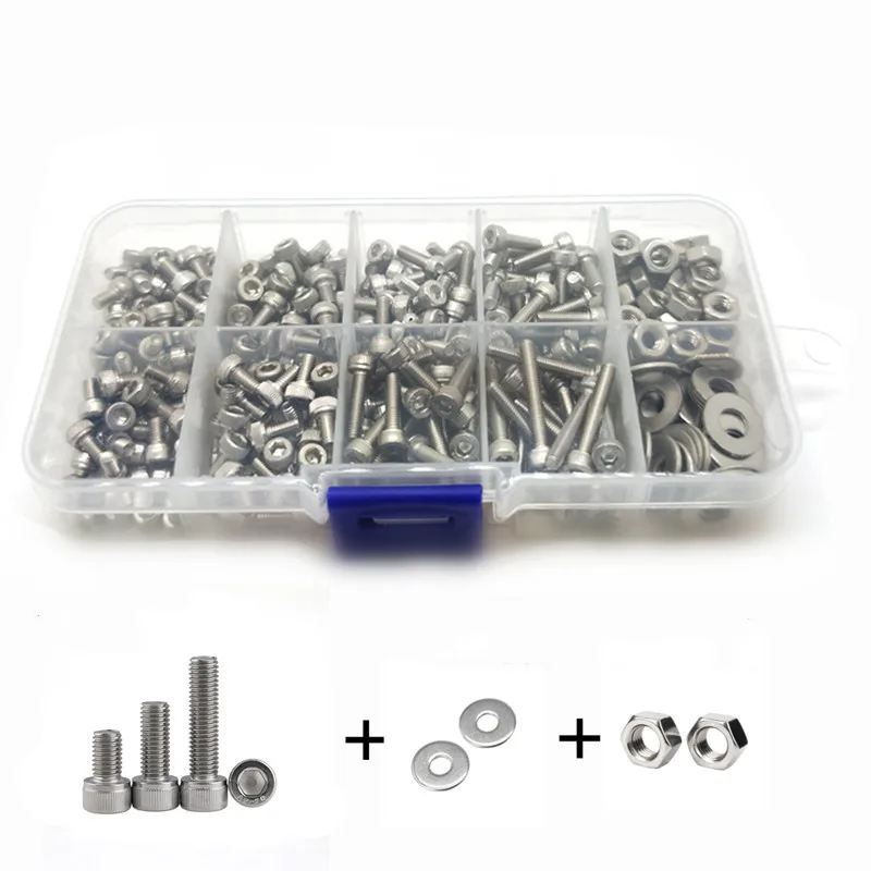 320Pcs Hexagon Socket Machine Schroeven Moer Set 304 Rvs M2 M2.5 M3 Zeshoekige Schroef Assortiment Kit