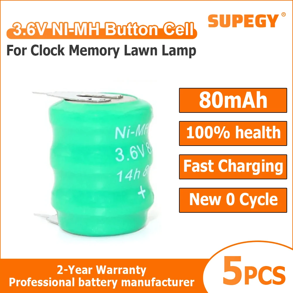 5PCS 3.6V 80Mah NI-…