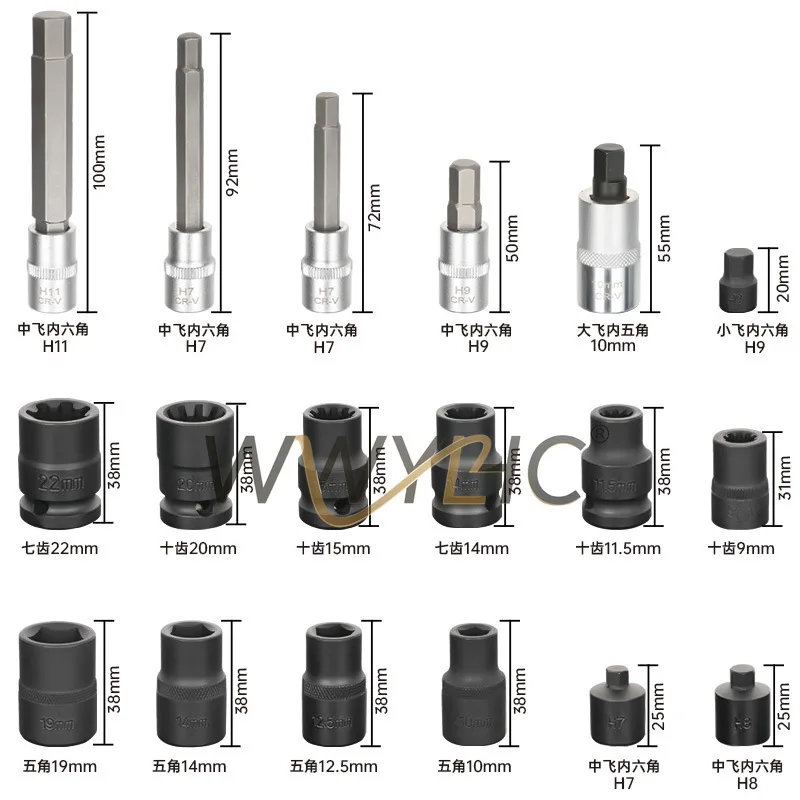 Suitable for Mercedes-Benz Car Brake Caliper Sub-pump Screw Removal Special Sleeve Batch Auto Repair Tool