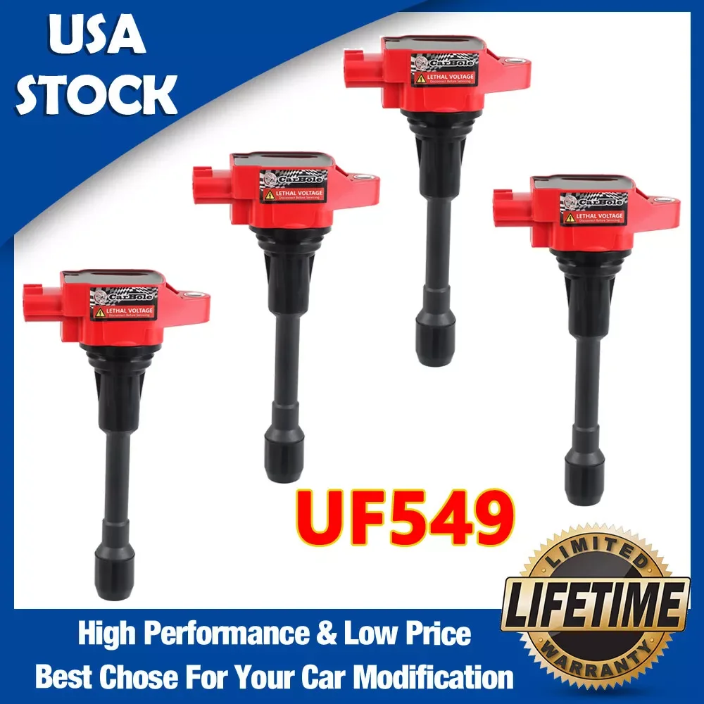 Carbole 4PCS Ignition Coil 22448-JA00C For Nissan Altima Rogue Sentra Versa Cube UF549