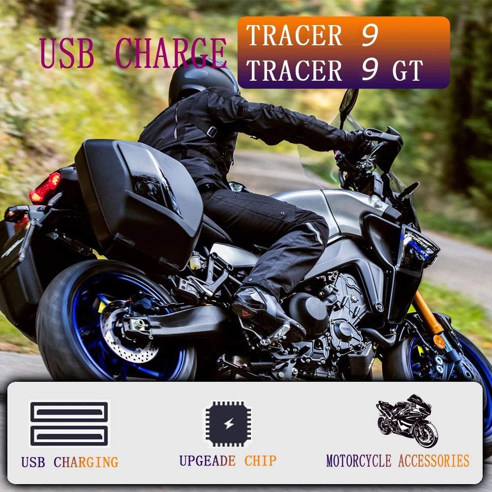 New Motorcycle Accessories Tracer 9 GT USB Socket Fast Charging Phone Ipad Charge Electronics   For Yamaha Tracer 9 / GT 2021