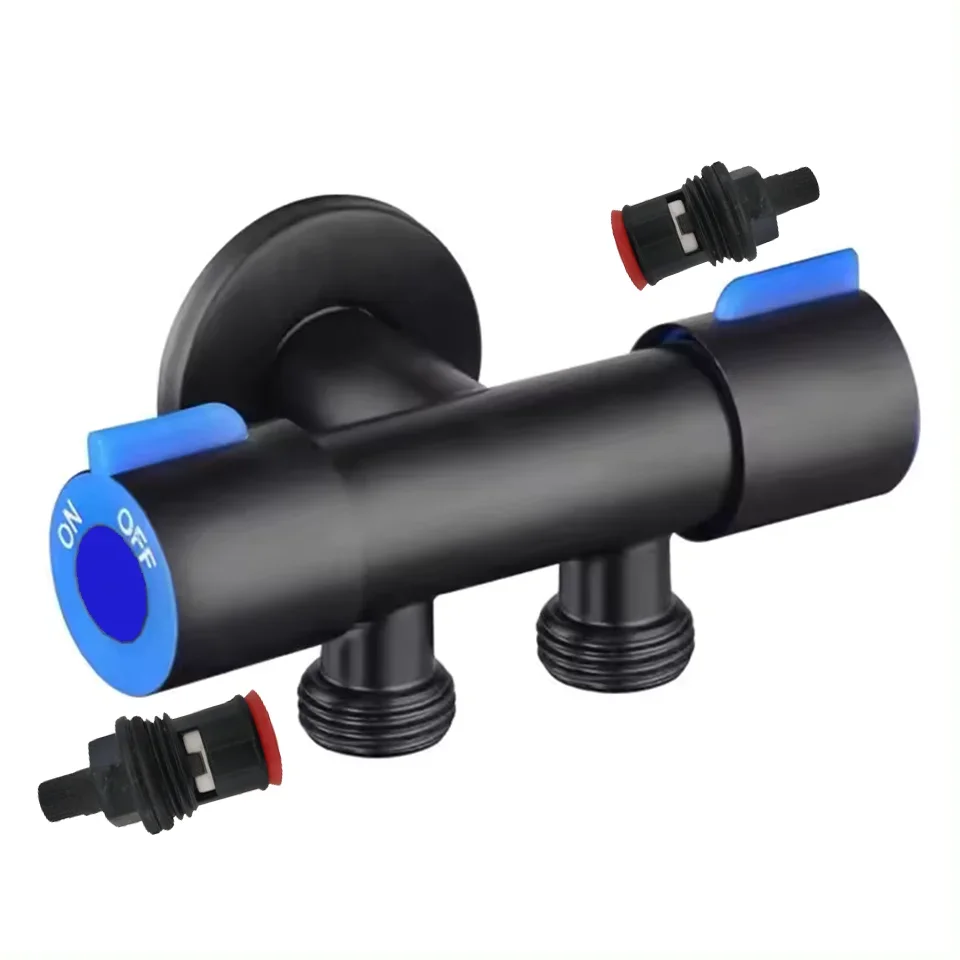 304 Stainless Steel Single Cold Water 1 In 2 Out Bathroom Toilet Angle Valve Washing Machine Double Outlet Water Tap