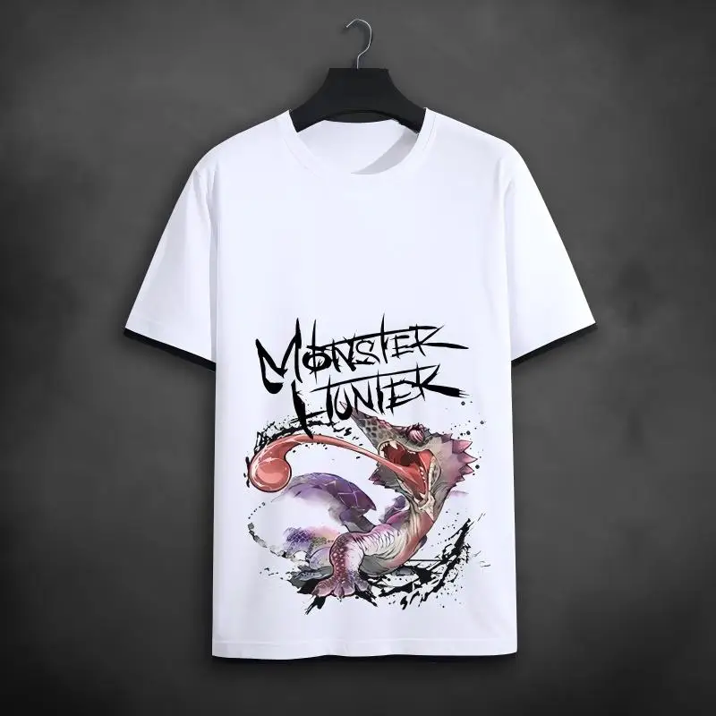 Monster Hunter World Odogaron Grafik-T-Shirt, Bloodhound Wyvern Kunstdruck, weißes Baumwoll-T-Shirt für Gamer und Anime-Fans – Detail 11