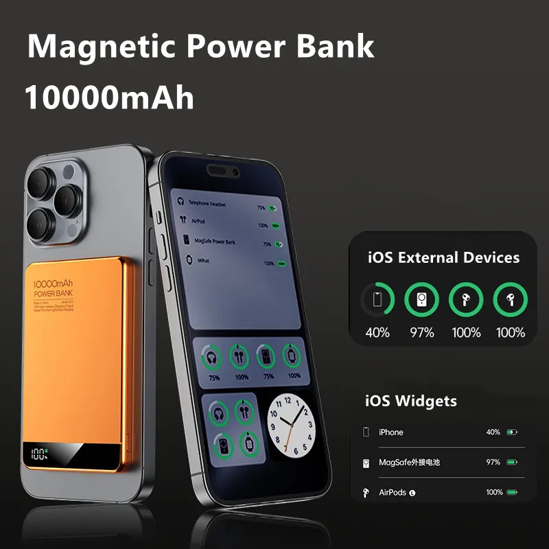 

Магнитный внешний аккумулятор емкостью 10000 мАч для Magsafe Qi2, сверхбыстрая зарядка, внешний аккумулятор для Apple Watch, iPhone, портативное зарядное устройство