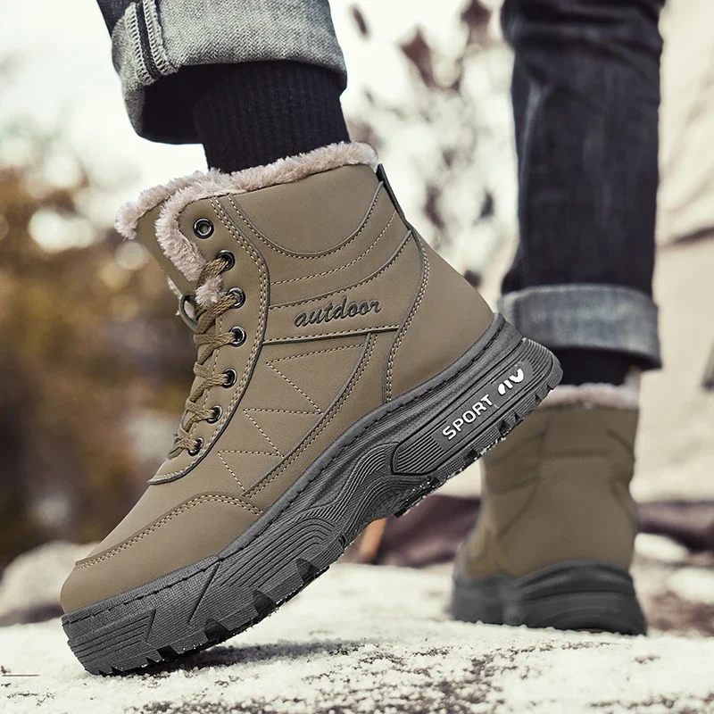 Nuevas botas de nieve concisas para parejas en oferta, zapatos de senderismo resistentes antideslizantes para exteriores para hombre, botas cálidas ligeras a prueba de agua para hombre