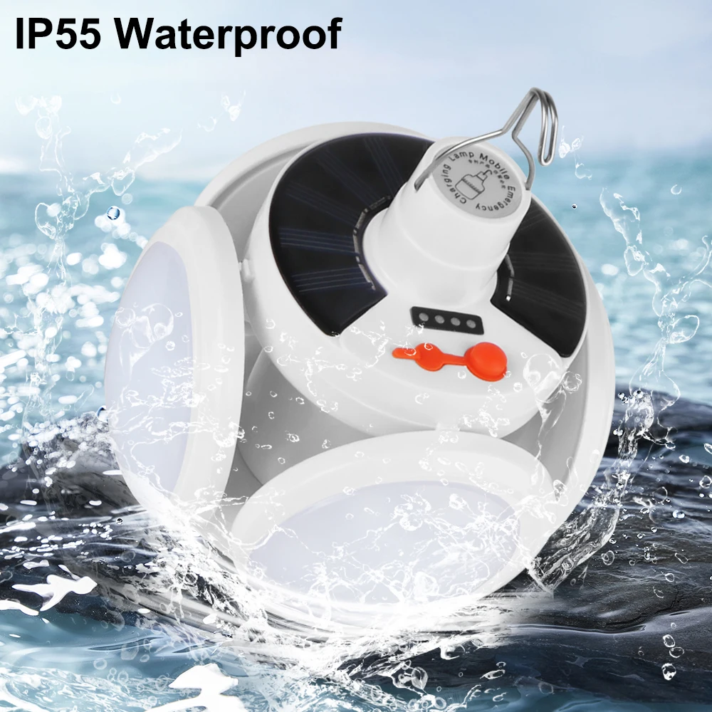 USB перезаряжаемая уличная лампа для палатки, складные светодиодные футбольные лампы, фонарь для кемпинга с подвесным крючком, портативное солнечное аварийное освещение