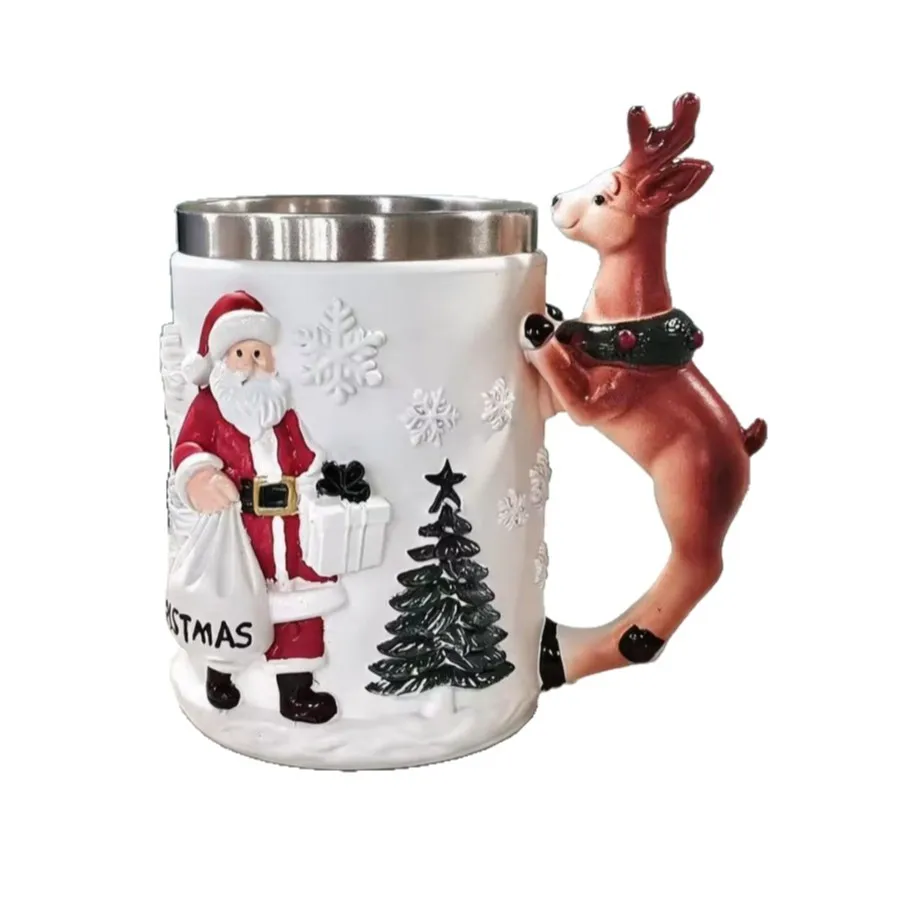 Christmas Ceramic Mug with 3D Embossed Design, Festive Coffee Cup, Desktop Home Decor & Perfect Holiday Gift