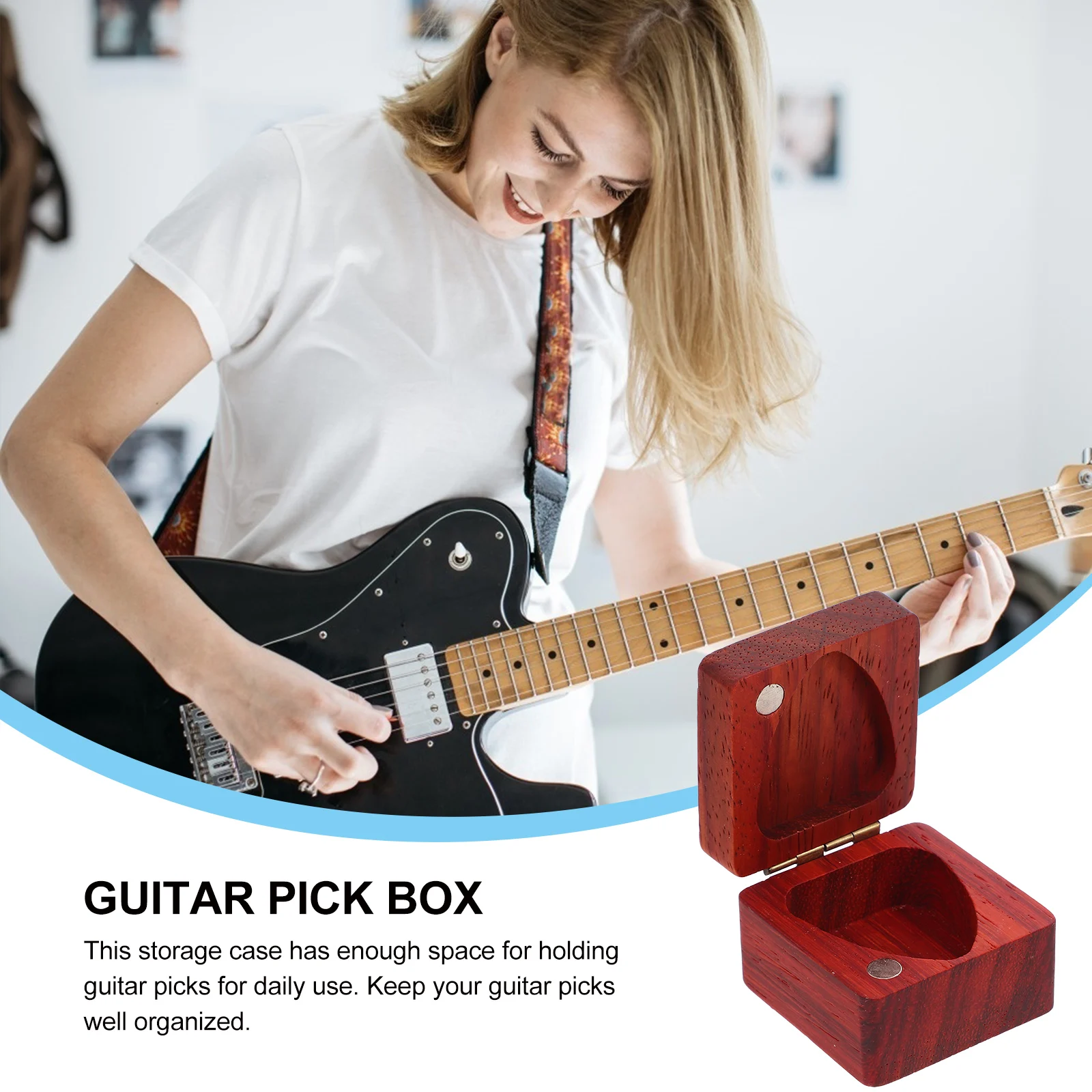 

1pcs Guitar Pick Storage Box ganizer Holder Wood Case for Guitar Accessories Plectrum Travel Concert Gift Guitarists Acoustic