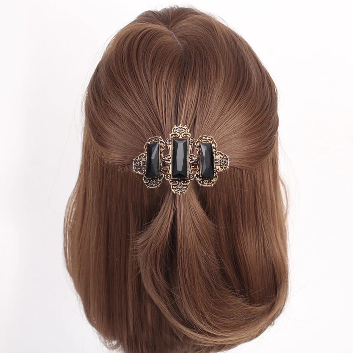 

1pc Alloy Rhinestone Hair Clips For Women Fashion Ponytail Holders Spring Buckle Hairpin Golden Black Hair Styling Tool Travel