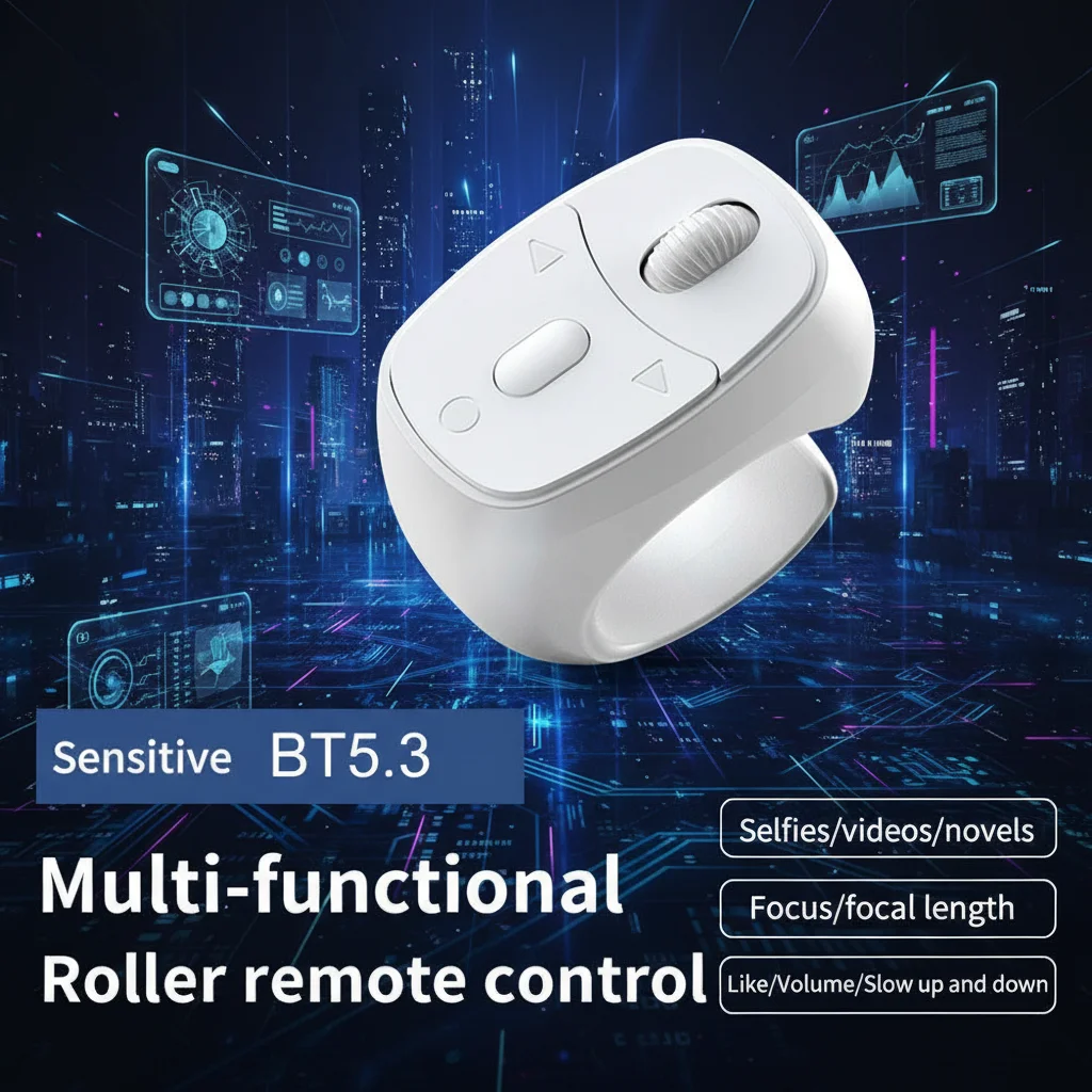 

Mobile Bluetooth Remote Control For Taking Photos Zooming Reversing Lenses Video And Music Switching E-book Flipping Pages