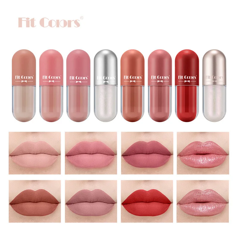 Fit Colors 8pcs Lip Gloss book Gift Set Mist Face Velvet Easy to paint Non-stick cup long-lasting liquid lipstick set