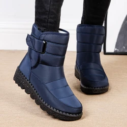 Winter Warm Cotton Shoes Women's Waterproof Solid Color Large Size Non-slip Snow Boots Comfortable Flats Bottes De Neige Femme