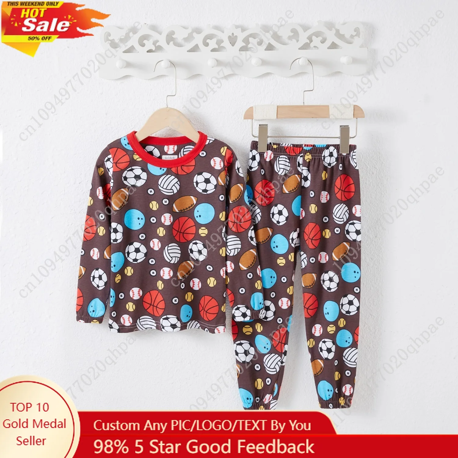 

4 Seasons Kids Cotton Loungewear Set Cartoon Full Print Long Sleeve Pajamas Playwear Daywear for Boys Girls 1-8 Years Old