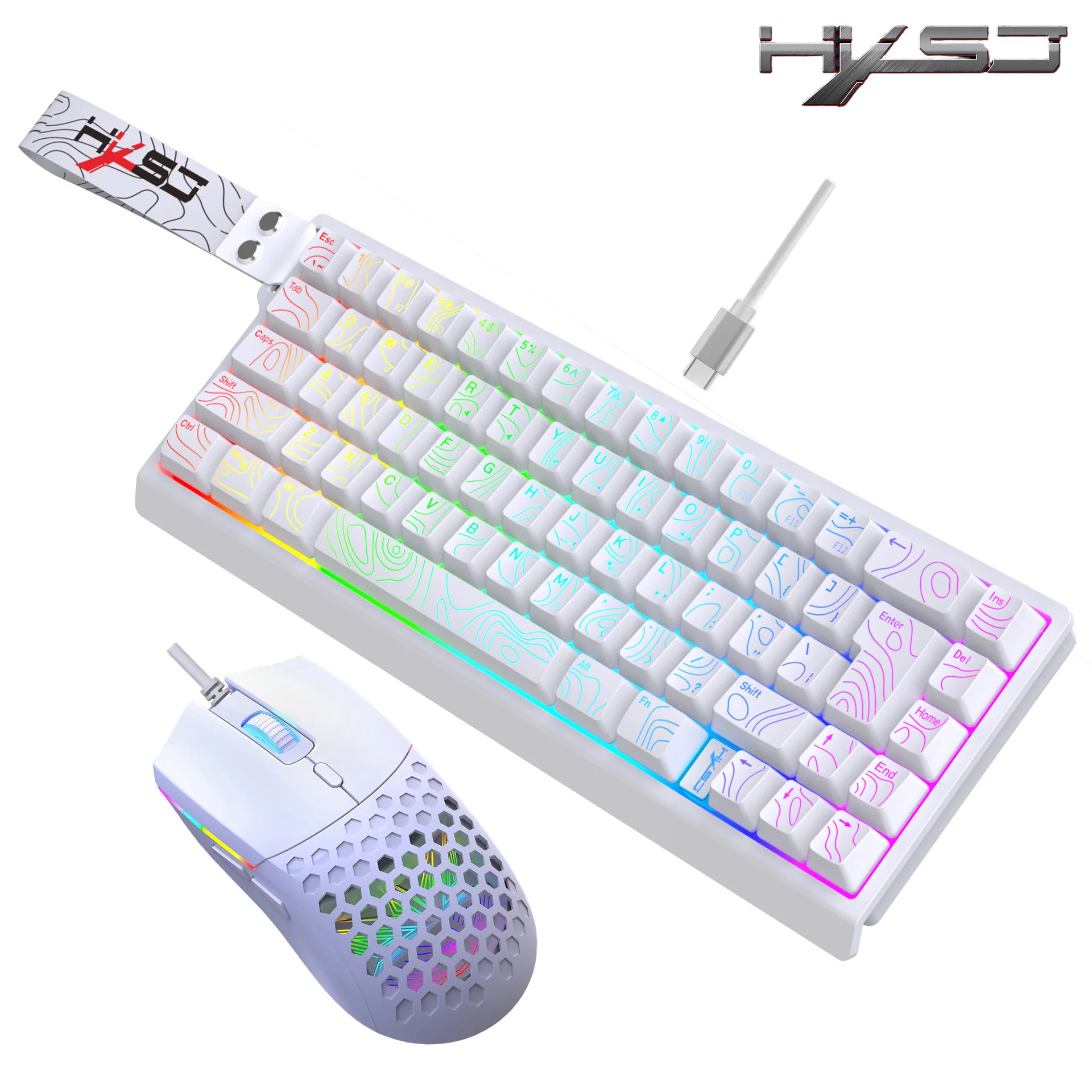 Compact Key Wired Rgb Gaming Keyboard Mouse Combo Ergonomic Backlit Dpi Pc Gamer Office Setup