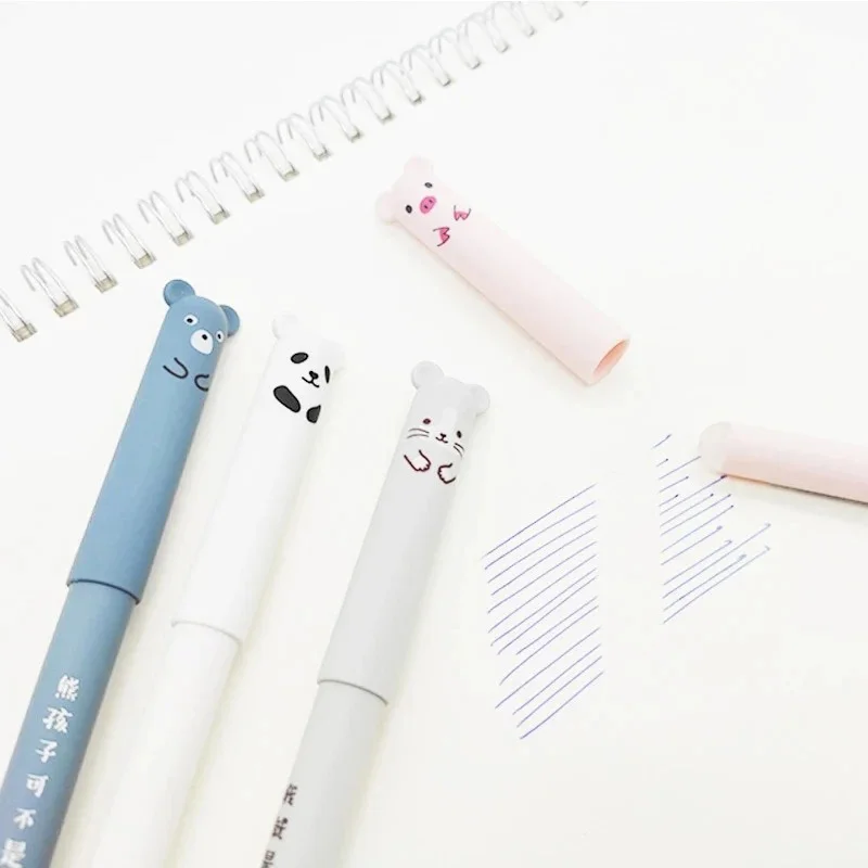 8pcs Animals Panda Erasable Gel Pen 0.5mm Blue Black Erasable Pen Refills  Office Accessories School Supplies Stationery image 6