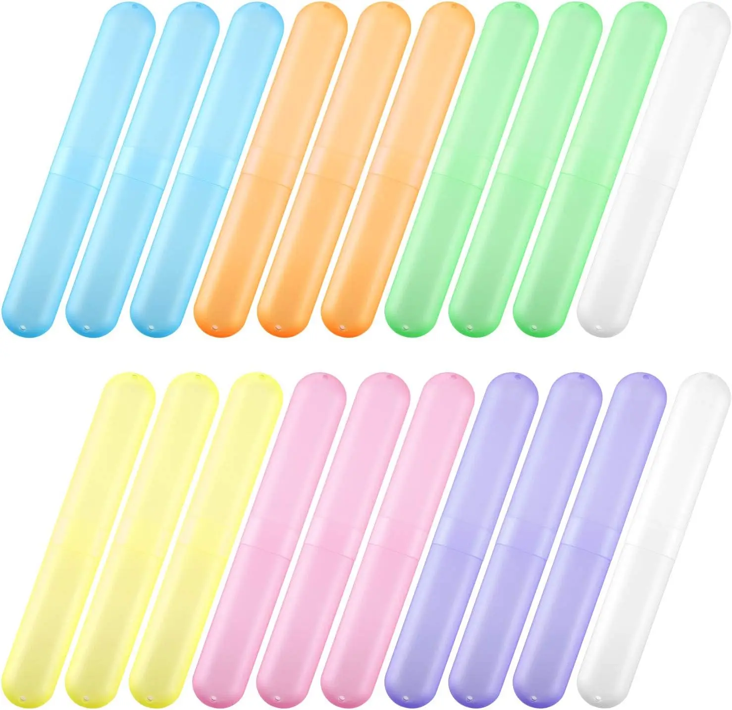 

20 Pcs Travel Toothbrush Case Holder, Portable Storage for Kids, Bright Colors
