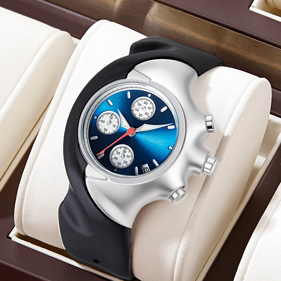 Orologio da ragazzo y2k dalla forma speciale Orologio da polso al quarzo da uomo alla moda con tre occhi europei e americani per ragazzi, regalo di nicchia