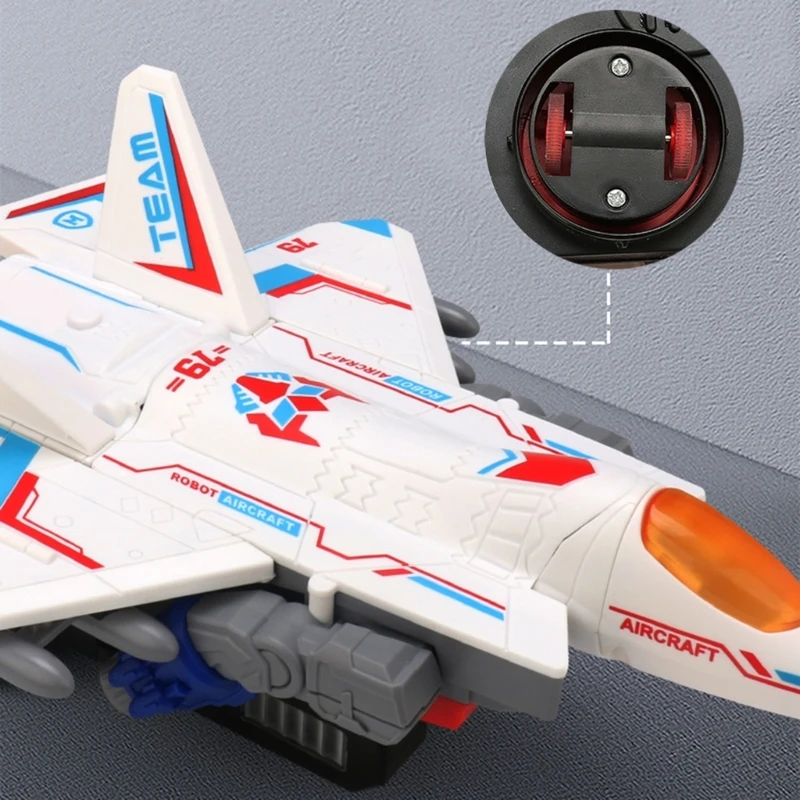 Electric Aircraft Toy Battery Powered Featuring LED Lights and Sound Effects for Indoor Outdoor Play Collision Deforming