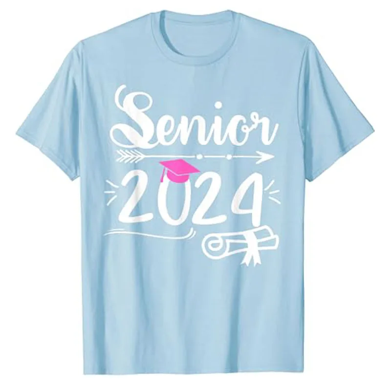 Camiseta de graduación o primer día de la escuela, camisa con letras estampadas, refranes, regalos para graduados, Top de vuelta a la escuela, clase 2024, 2024