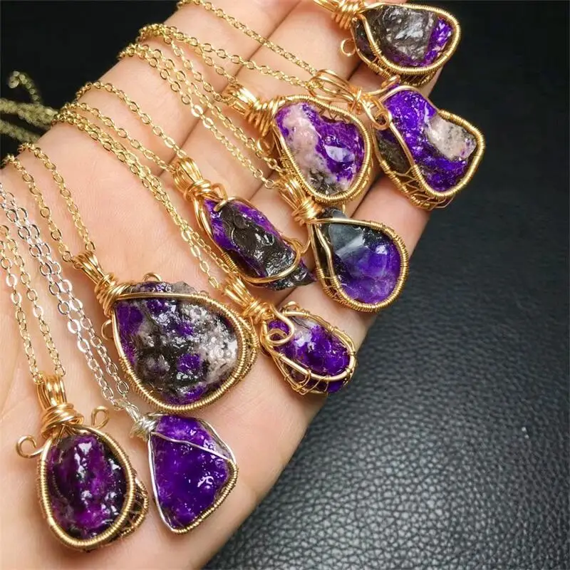 Natural Raw Sugilite Pendant Jewelry For Women Man Healing Crystal Beads Energy Stone Reiki Gemstone 1PCS