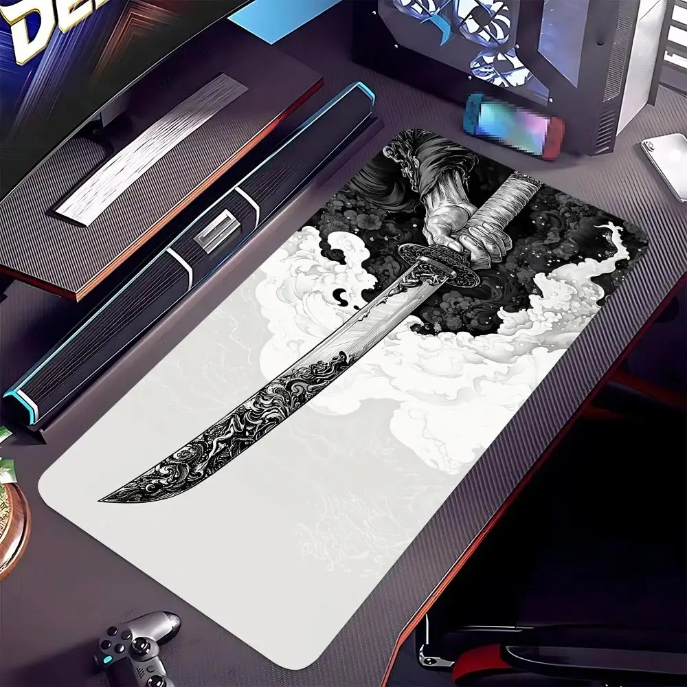 

Japanese samurai sword Mouse Pad Large Computer Office Game Table Mats Rubber Anti-slip Gaming Keyboard Mousepads Long Desk Pads