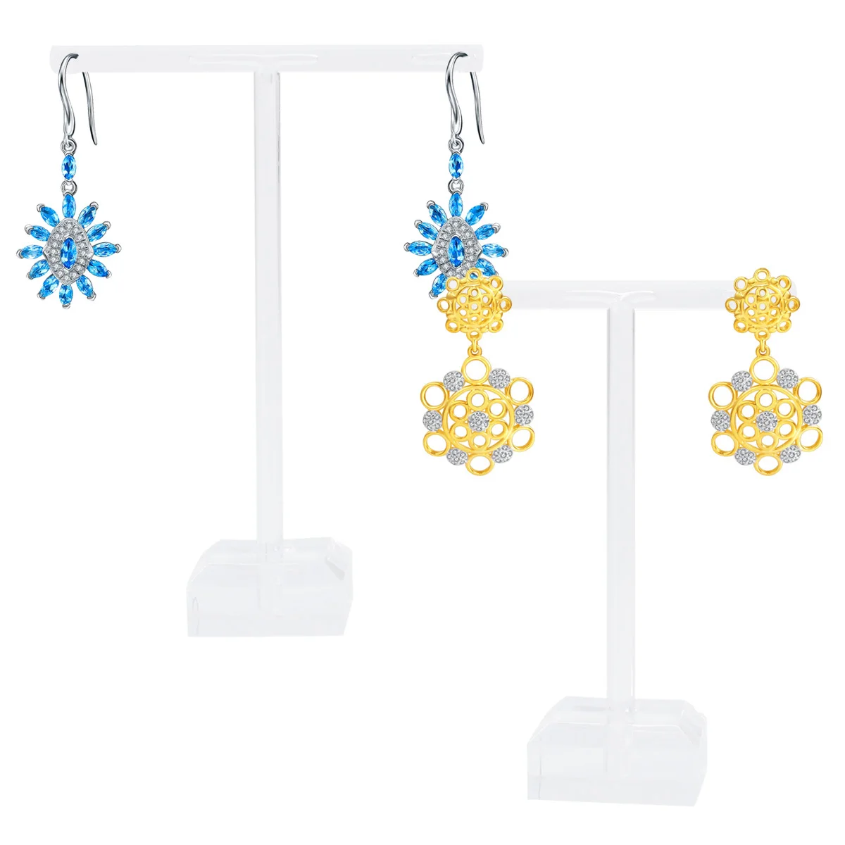 

2Pcs Acrylic Earrings Stand T Shape Jewelry Display Holder Organzier for Studs Bracelets Keys Transparent Earring Rack Table Top